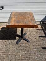 Mooie massief houten tafel met zwart onderstel voor buiten, 50 tot 100 cm, Gebruikt, Rechthoekig, Ophalen
