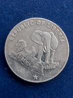 5 dollar 1973 Liberia, Zilver, Ophalen of Verzenden, Losse munt, Overige landen