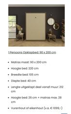 Opklapbed 1 pers, kast bed,klein wonen,vurenhout,als nieuw, Huis en Inrichting, Ophalen, 90 cm, Eenpersoons, Wit