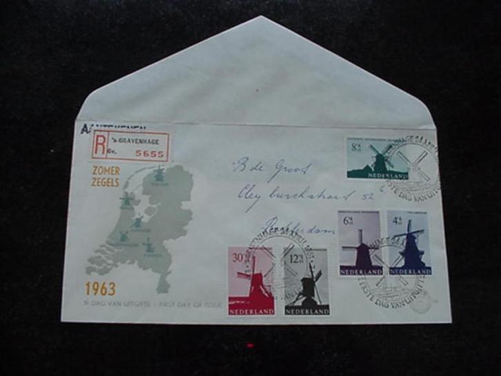 FDC 56, Zomerzegels 1963, beschreven met open klep., Postzegels en Munten, Postzegels | Eerstedagenveloppen, Beschreven, Nederland