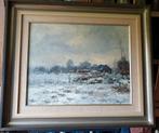 Schilderij Winterlandschap Olie verf op paneel  F. Manders, Antiek en Kunst, Ophalen