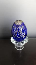 Antiek Russisch ei in blauw glas, Antiek en Kunst, Ophalen of Verzenden