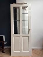 Twee witte binnendeuren met glas in lood 83 bij 210 cm, Ophalen, 80 tot 100 cm, Binnendeur, 200 tot 215 cm