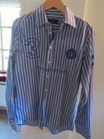F459 SCAPA mt L overhemd blauw wit zwart streep, Kleding | Heren, Zo goed als nieuw, Halswijdte 41/42 (L), Scapa, Verzenden