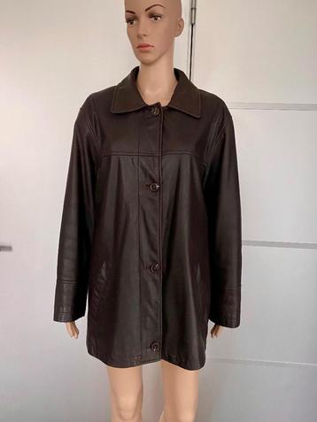 E780 Echt-leren  jas: maat L=42/44 d-bruin leer winterjas beschikbaar voor biedingen