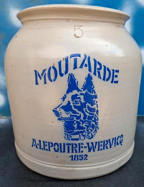 Mosterd pot. 5 ltr. Moutarde. A.Lepoutre-Wervico. Keramiek., Antiek en Kunst, Antiek | Keukenbenodigdheden, Ophalen