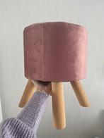 Roze fluwelen kruk 30cm breed x 40cm hoog, Ophalen, Zo goed als nieuw, Hout