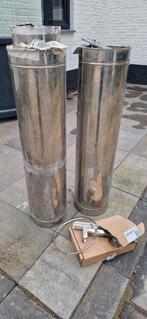 2 rvs haardbuizen 250mm met beugels, Ophalen, Zo goed als nieuw, Vrijstaande haard, Houthaard