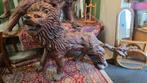 2 levensgrote antieke houten Chinese leeuwen  19e eeuw, Antiek en Kunst, Ophalen
