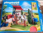 Playmobil wasplaats set met paard ruiter zadel hoodstel, Ophalen of Verzenden, Zo goed als nieuw