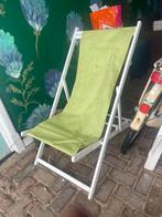 Strandstoelen wit metaal kunststof groen zit deel, Tuin en Terras, Tuinstoelen, Ophalen of Verzenden, Gebruikt, Metaal