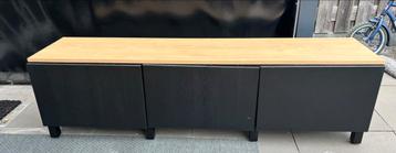 Ikea Tv Meubel besta - Zwart Geverfd met wit en houten plank