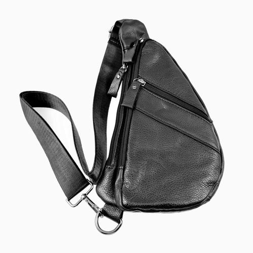 Platte Crossbodytas Unisex Zwart Leren Schoudertas Heuptas, Sieraden, Tassen en Uiterlijk, Tassen | Schoudertassen, Nieuw, Overige merken