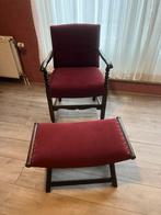 Mooi oud stoeltje en voetenbankje, Huis en Inrichting, Fauteuils, Ophalen of Verzenden, Zo goed als nieuw, Minder dan 75 cm, Minder dan 50 cm