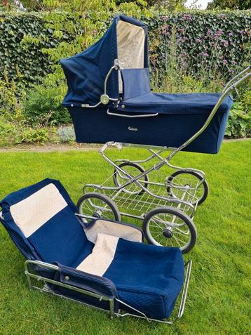 Vintage kinderwagen donker blauw, Emmaljunga beschikbaar voor biedingen