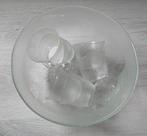 Punch bowl set met bloemmotief en 6 glazen., Antiek en Kunst, Ophalen of Verzenden