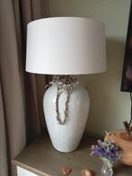 Tafellamp keramische pot, kap textiel d 40 cm wit, h 73., Wit, Zo goed als nieuw, Ophalen