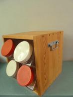 Houten blok kastje met vintage glazen snoep potten, Ophalen of Verzenden, Huis en Inrichting