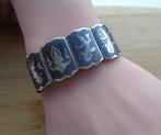 zilveren Siam Niello paneel armband met dansers [982], Verzenden, Zo goed als nieuw, Zilver, Zilver