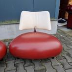 2x Leolux Pallone stoel / fauteuil rood wit + BEZORGING, Modern, Gebruikt, Leer, Ophalen of Verzenden