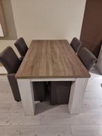 Eettafel met 4 comfortabele stoelen op wielen, 160 x 90, Ophalen, Overige materialen, Gebruikt, 50 tot 100 cm