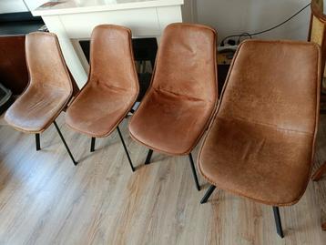 woood swen eetkamerstoelen leer bruin / cognac 4x beschikbaar voor biedingen