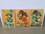 3x vintage Jaklien Moerman houten puzzel wand-decoratie Rolf, Ophalen of Verzenden, 10 tot 50 stukjes, Gebruikt, Van hout