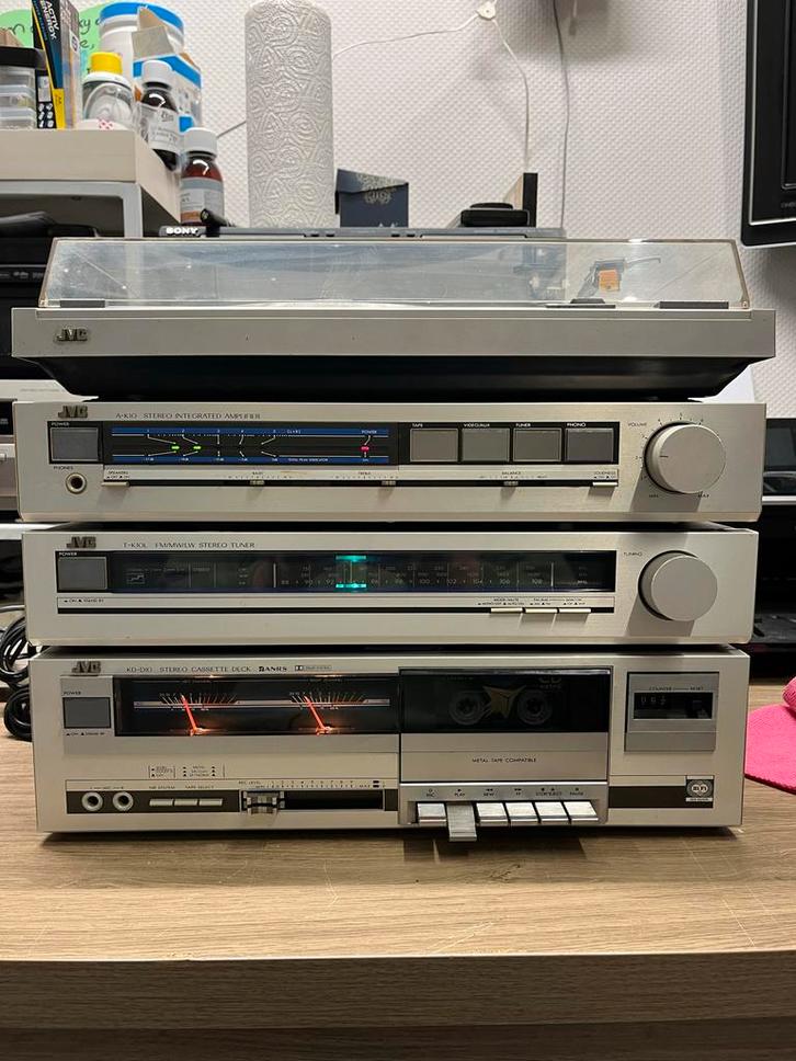 JVC  Set - Versterker, Tuner, Cassettedeck,Platenspeler, Audio, Tv en Foto, Stereo-sets, Gebruikt, Cassettedeck, Tuner of Radio