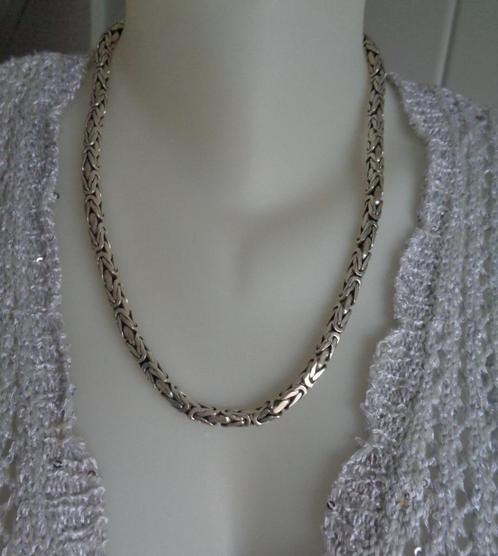 zilveren royale koning schakel ketting [836], Sieraden, Tassen en Uiterlijk, Kettingen, Zo goed als nieuw, Zilver, Zilver, Verzenden