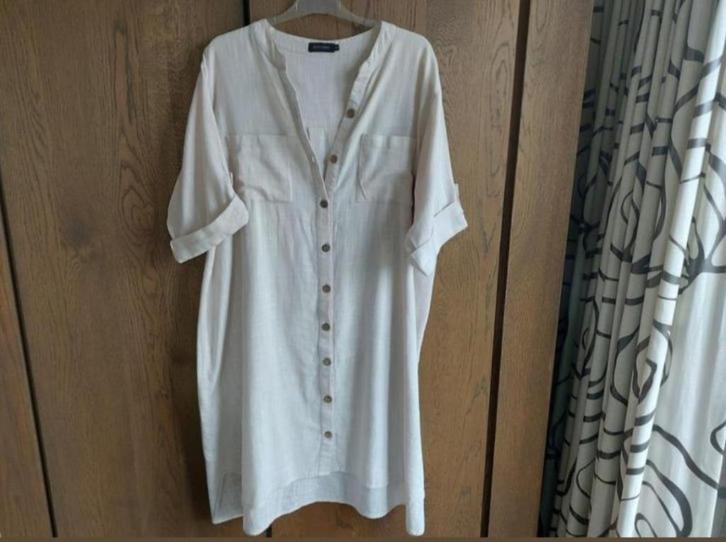 Blouse-jurk L beige, Kleding | Dames, Jurken, Gedragen, Maat 42/44 (L), Beige, Knielengte, Verzenden