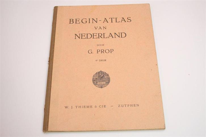 Antieke Schoolatlas Prop [1928] — Met 12 Historische Kaarten, Boeken, Atlassen en Landkaarten, Gelezen, Nederland, 1800 tot 2000