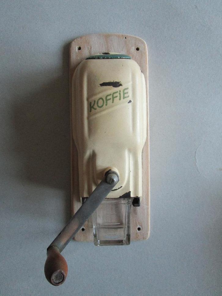 Antieke wand en tafel koffie molen gietijzer en hout, Antiek en Kunst, Antiek | Keukenbenodigdheden, Verzenden