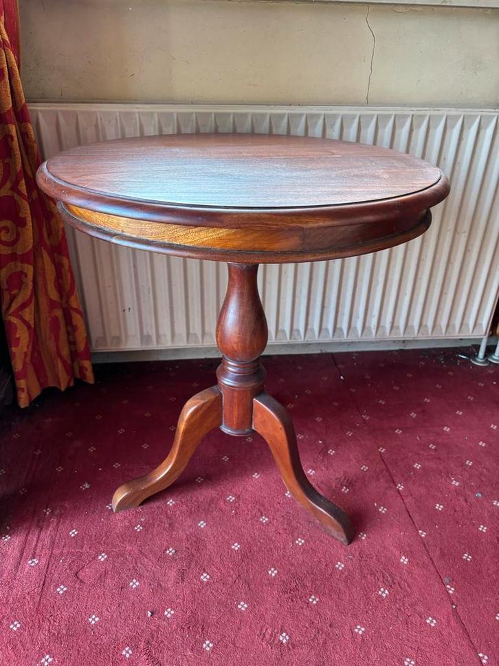 Houten bijzettafel wijntafel- Rond, Huis en Inrichting, Tafels | Bijzettafels, Gebruikt, Rond, 45 tot 60 cm, Minder dan 55 cm