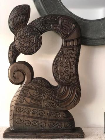 Houtgestoken ornament paradijs vogel oosters beschikbaar voor biedingen
