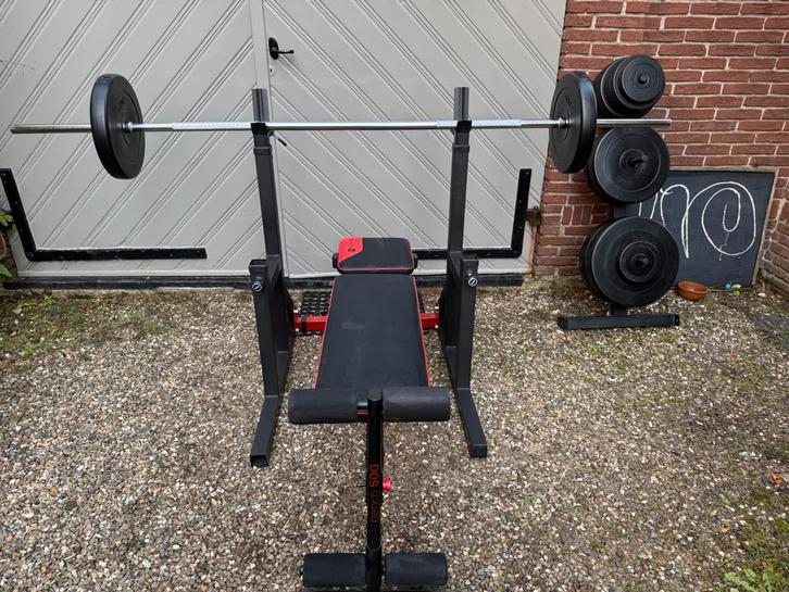 Complete fitness set, Sport en Fitness, Fitnessmaterialen, Zo goed als nieuw, Fitnessbank, Ophalen of Verzenden