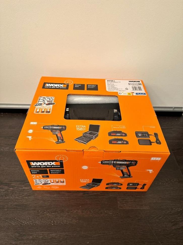 WORX WX100.1 schroefmachine complete set, Doe-het-zelf en Verbouw, Gereedschap | Boormachines, Nieuw, Boormachine, Variabele snelheid
