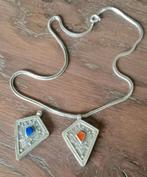Zilveren hangers met ingelegde edelsteen Lapis & Carneool, Ophalen of Verzenden, Gebruikt, Zilver, Zilver