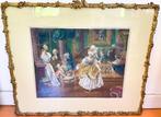 EDUARDO LEON GARRIDO At the Ball. Gravure Rococo barok kleur, Antiek en Kunst, Ophalen of Verzenden