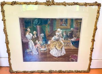 EDUARDO LEON GARRIDO At the Ball. Gravure Rococo barok kleur beschikbaar voor biedingen
