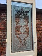 229,5x79,5 Deur prachtig ge-etst glas (glasmaat 128,5x57), Ophalen