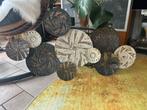 Wanddecoratie - Muur decoratie - Metaal - Beige Groen Grijs, Ophalen, Zo goed als nieuw