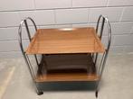 Vintage opvouwbare serveerwagen chroom en multiplex jaren 60, Ophalen, Gebruikt
