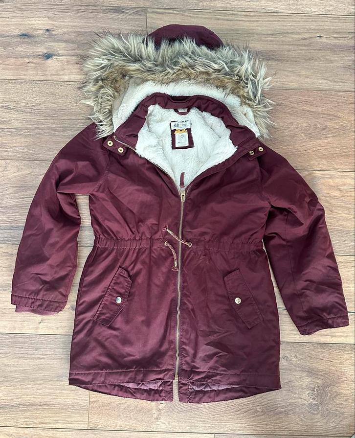 Winterjas maat 140 - Bordeaux - Teddy gevoerd, Kinderen en Baby's, Kinderkleding | Maat 140, Zo goed als nieuw, Meisje, Jas, Ophalen of Verzenden