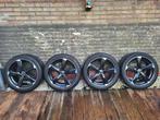 5x112 Zwarte Velgen + Zomerbanden in goede staat, Ophalen, 18 inch, Banden en Velgen, Personenwagen