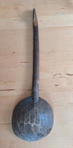 Handgestoken grote houten lepel met decoratie, Ophalen of Verzenden, Gebruikt