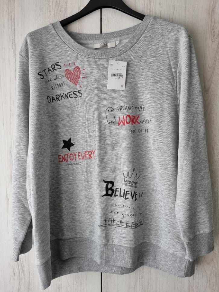 C&A grijze trui met "scribbles" mt 50 - NIEUW, Kleding | Dames, Grote Maten, Nieuw, Trui of Vest, Grijs, Ophalen of Verzenden