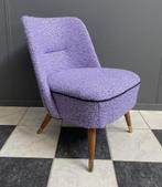 50 jaren cocktail fauteuil wol stof nieuw bekleed met paars, Huis en Inrichting, Fauteuils, Ophalen, Gebruikt, Vintage, 75 tot 100 cm