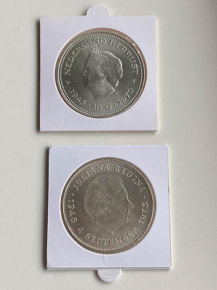 Serie met 2 x 10 Gulden Zilver uit 1970 & 1973 van Juliana, Postzegels en Munten, Munten | Nederland, Setje, 2½ gulden, Koningin Juliana