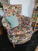 Bloemen fauteuil, Huis en Inrichting, Fauteuils, Ophalen, Hout, Gebruikt, Vintage
