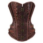 Dames bruin steampunk korset leren gothic punk leer vrouwen, Verzenden, Bruin, Body of Korset